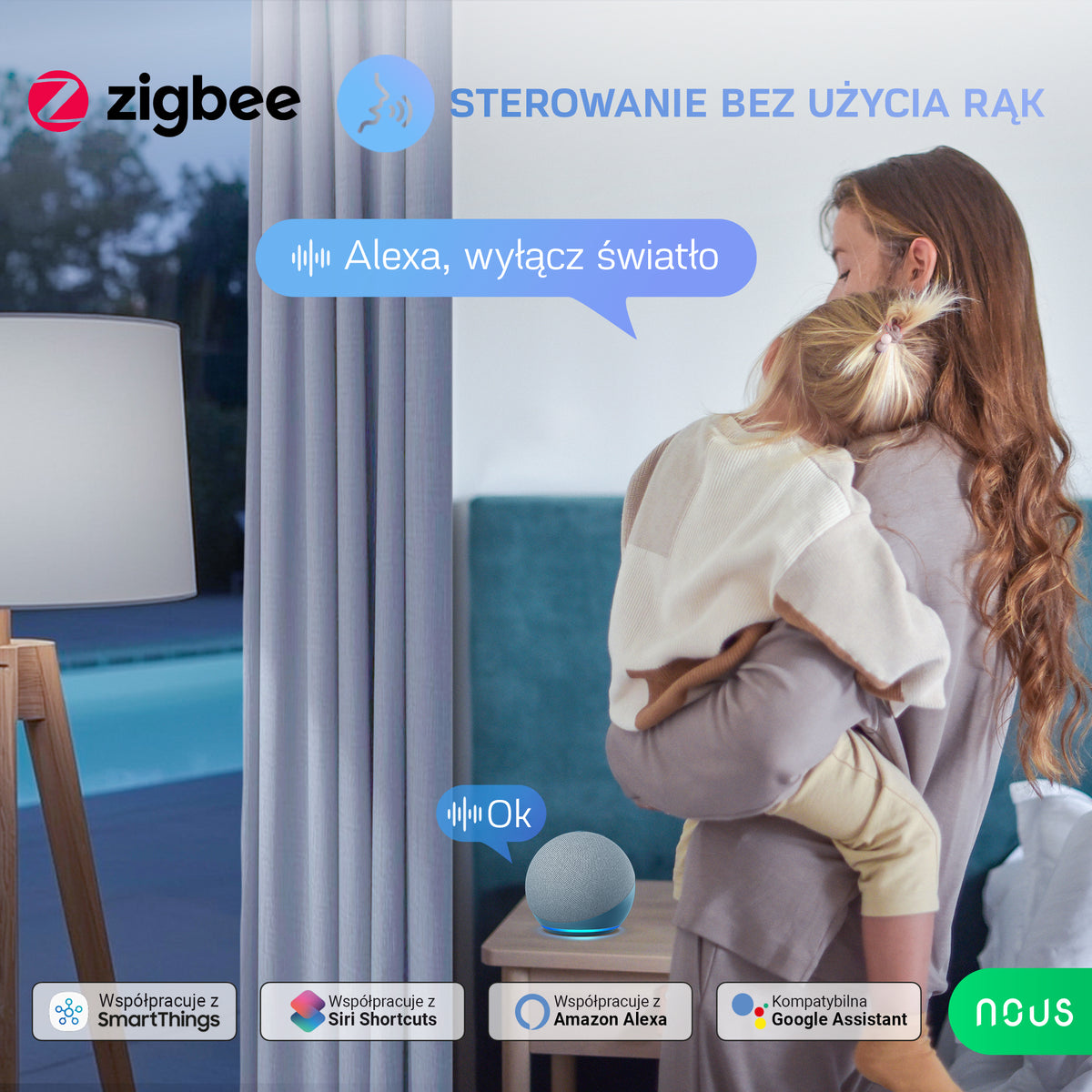 Moduł inteligentnego mini przełącznika NOUS B6Z ZigBee (zestaw z 2)