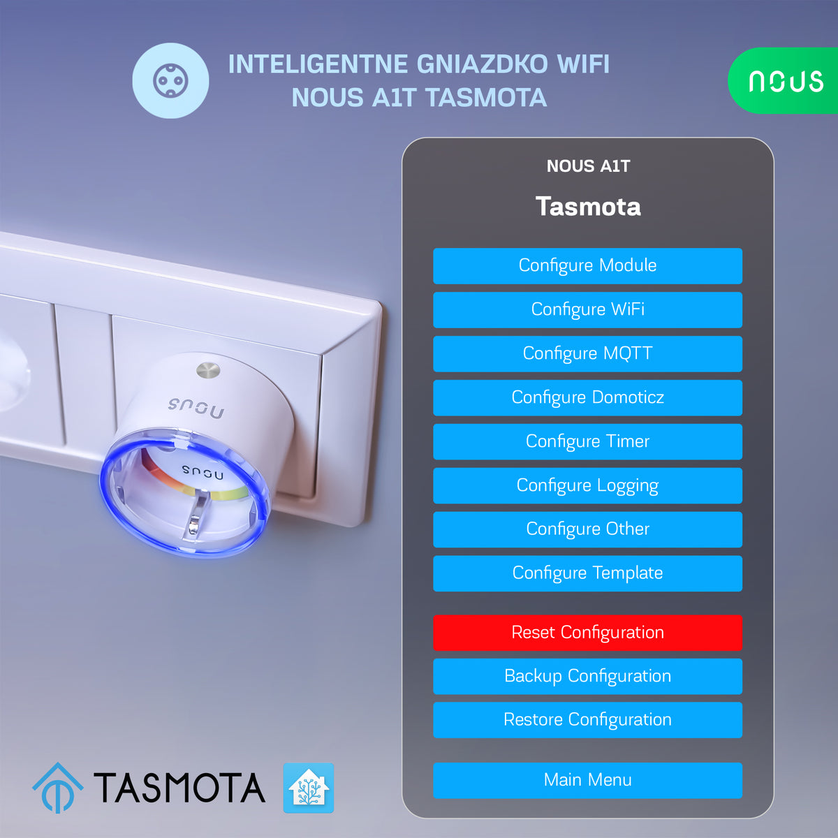 Inteligentne gniazdko wifi NOUS A1T Tasmota