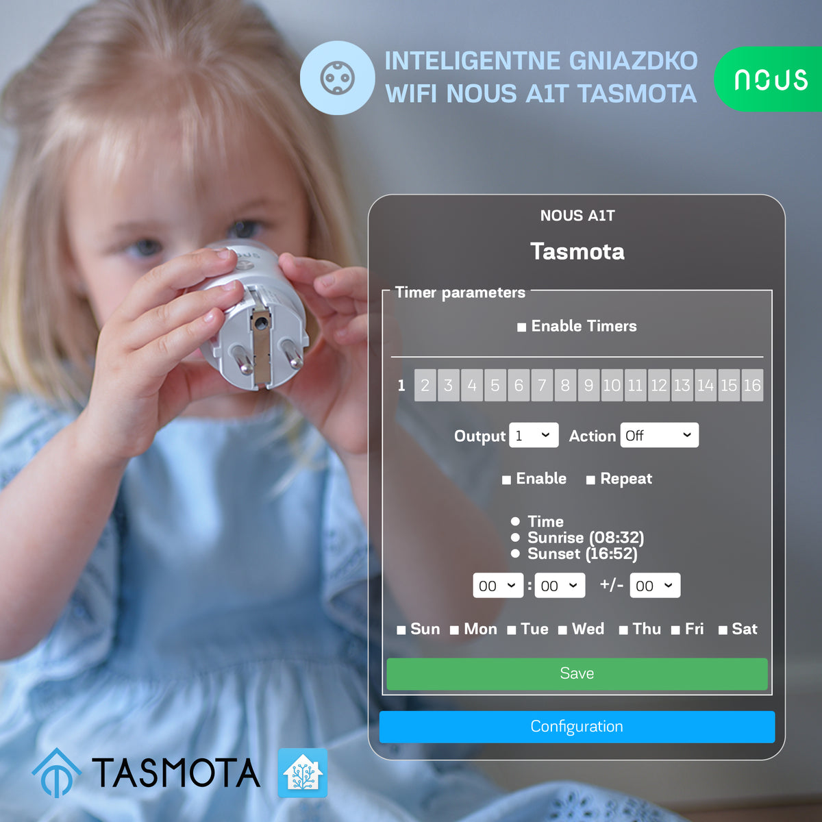 Inteligentne gniazdko wifi NOUS A1T Tasmota