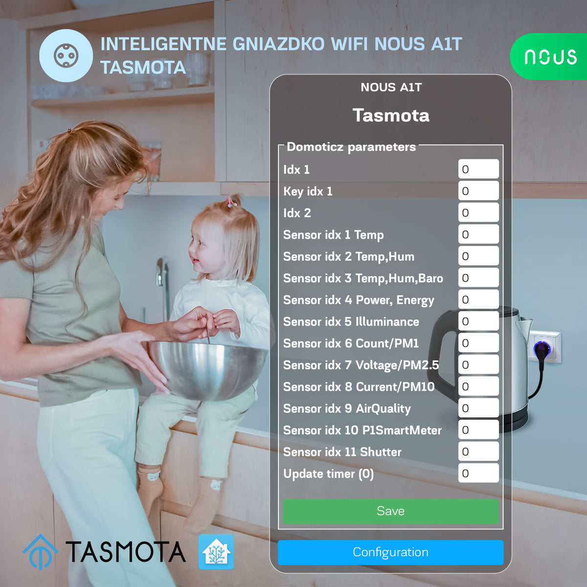 Inteligentne gniazdko wifi NOUS A1T Tasmota