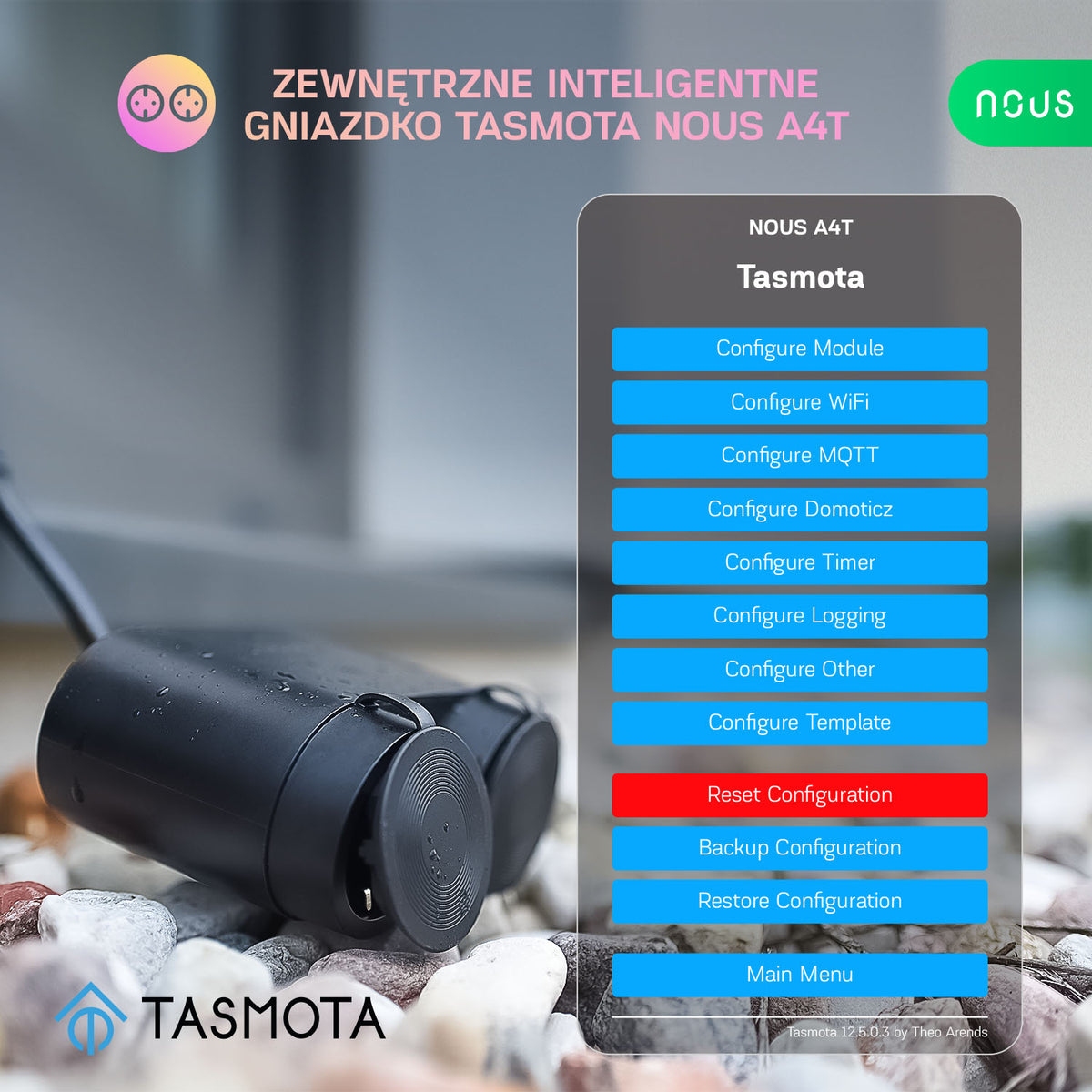 NOUS A4T-USED Zewnętrzne inteligentne gniazdko Tasmota 5905072800822