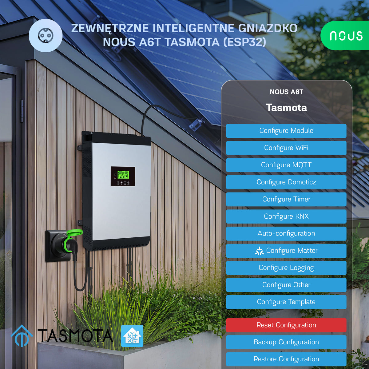 Zewnętrzne inteligentne gniazdko Tasmota NOUS A6T (zestaw z 2)