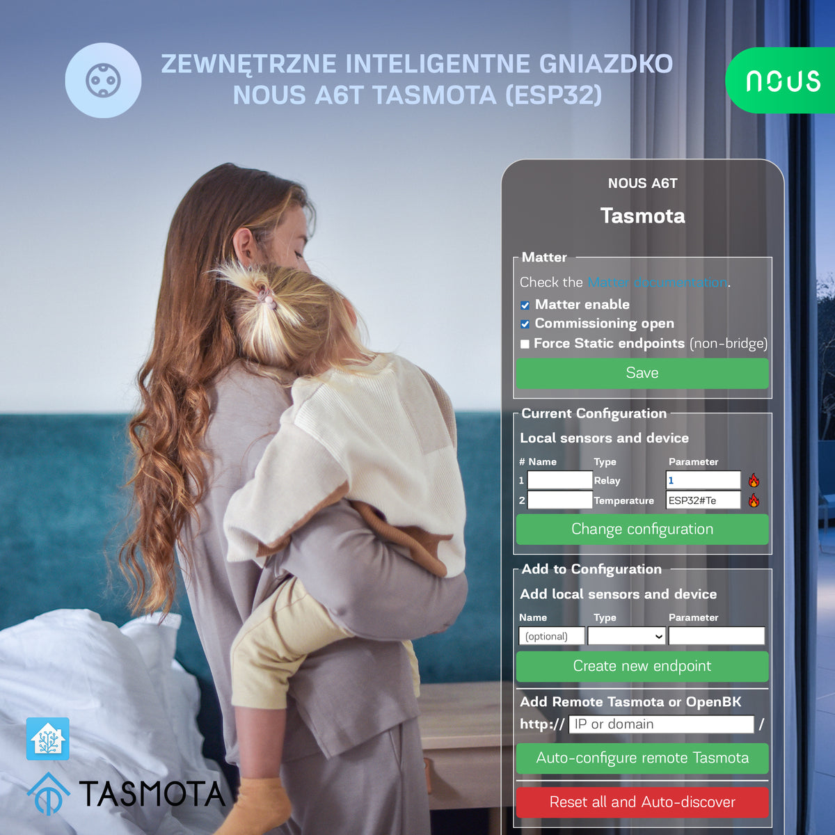 Zewnętrzne inteligentne gniazdko Tasmota NOUS A6T (zestaw z 2)