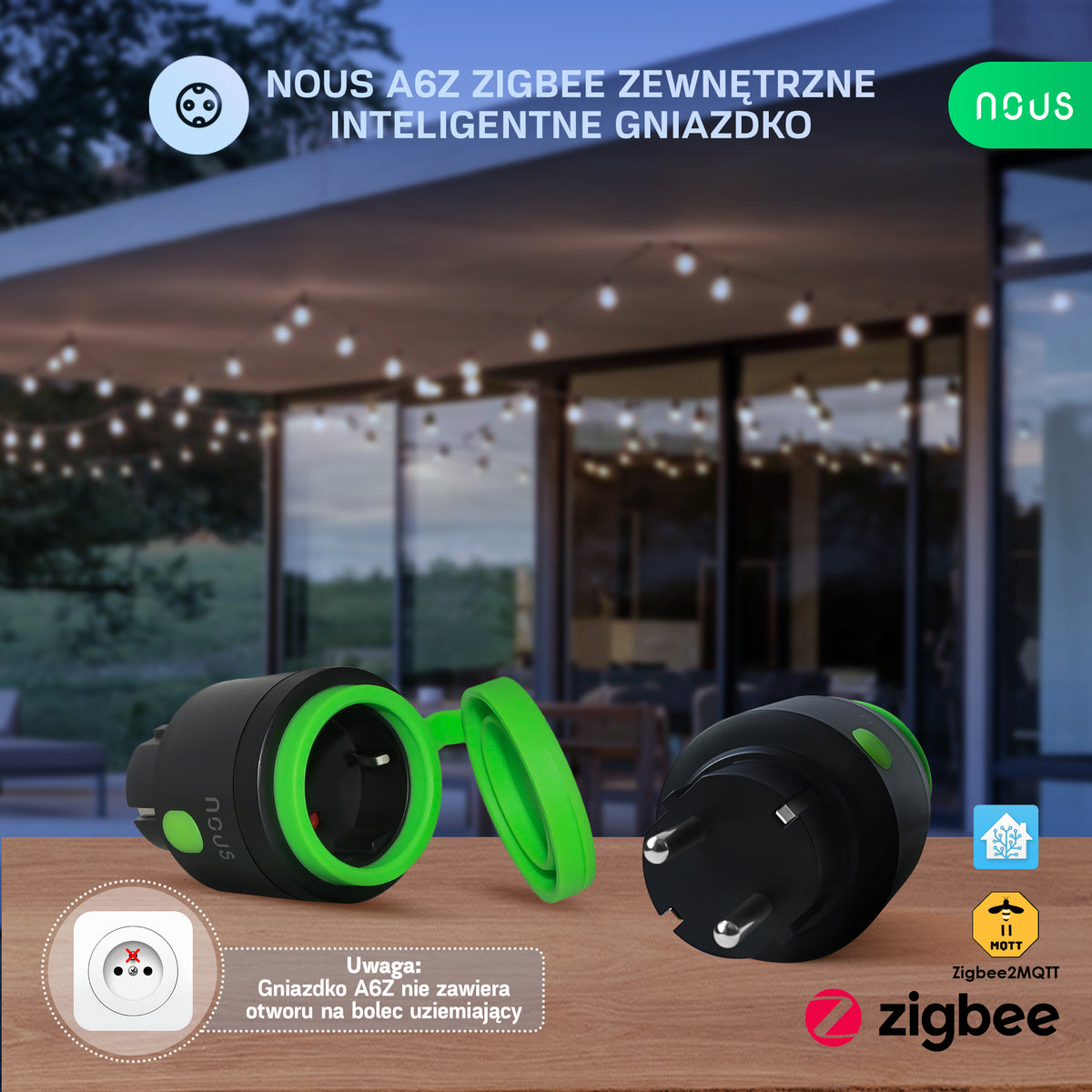 ZigBee  Inteligentne gniazdko zewnętrzne NOUS A6Z