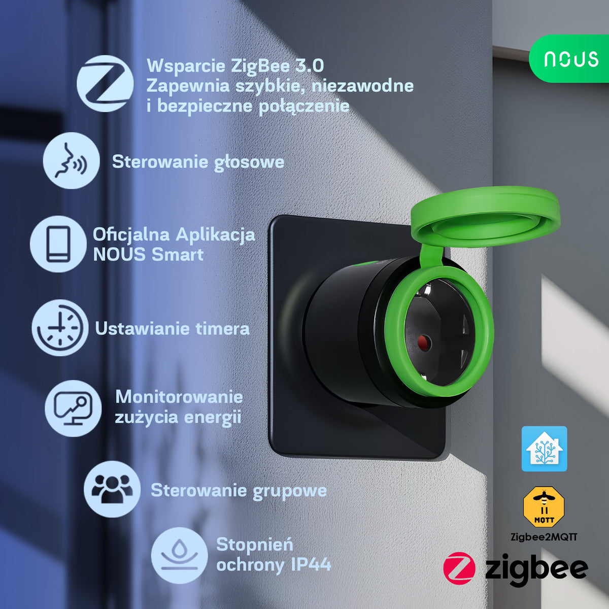 ZigBee  Inteligentne gniazdko zewnętrzne NOUS A6Z