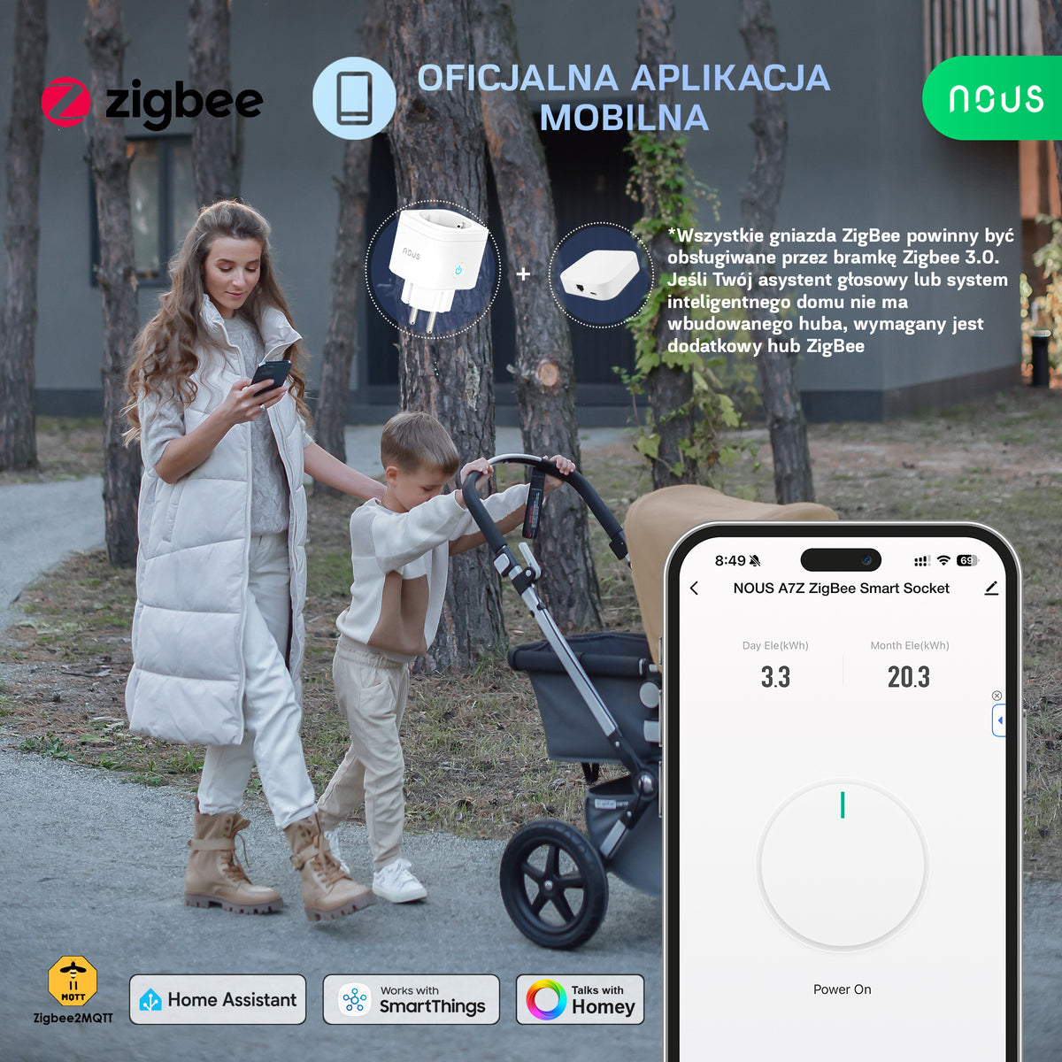 Inteligentne gniazdko ZigBee NOUS A7Z (zestaw z 2)