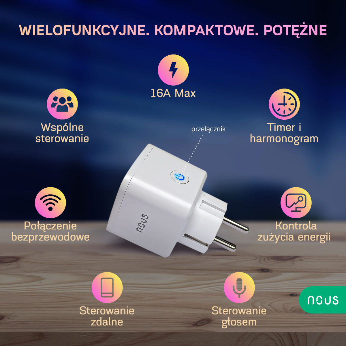 WIFI Inteligentne gniazdko SMART NOUS A7 plug 16A