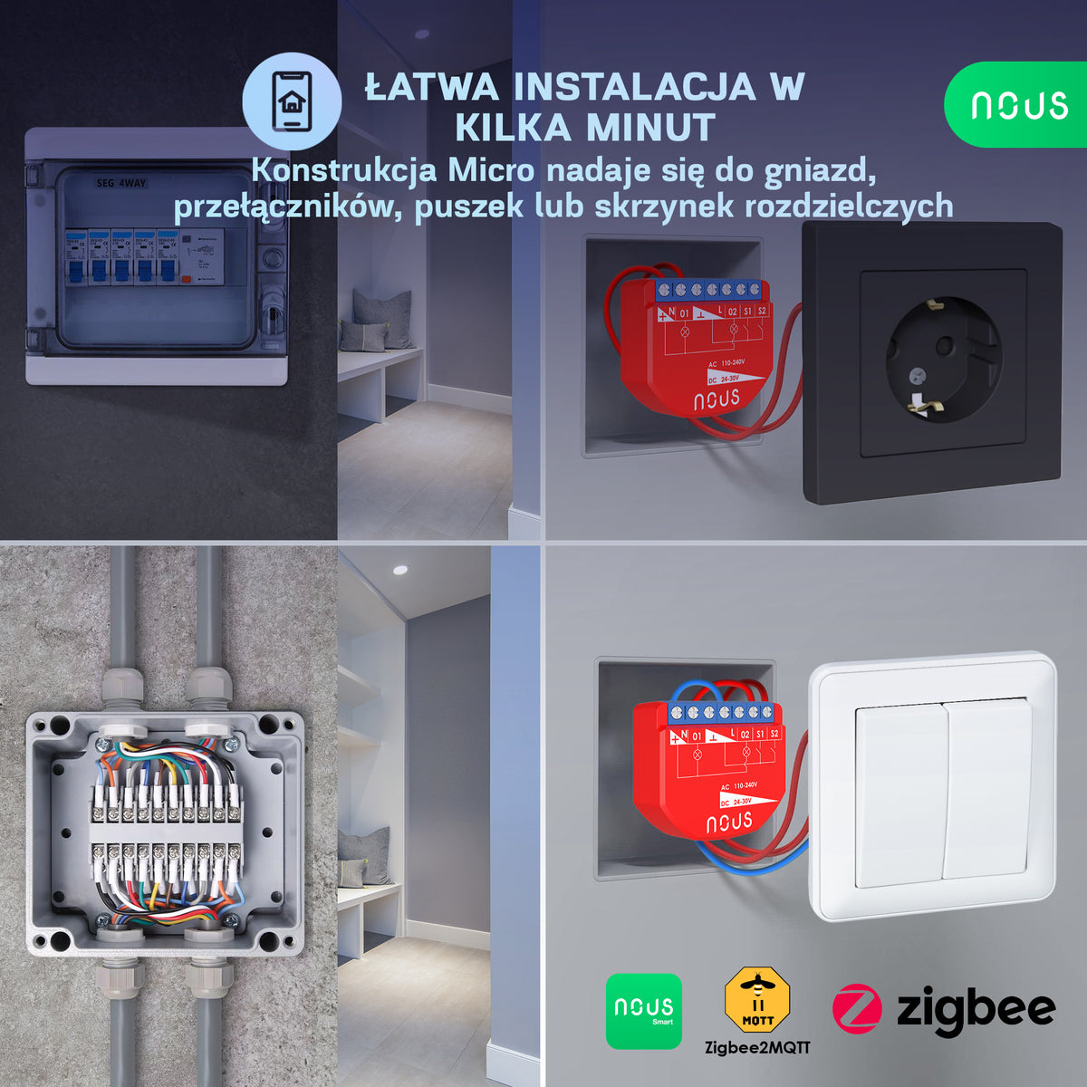 B3Z NOUS 2-kan. inteligentny moduł przekaźnika dopuszkowy z PM ZigBee