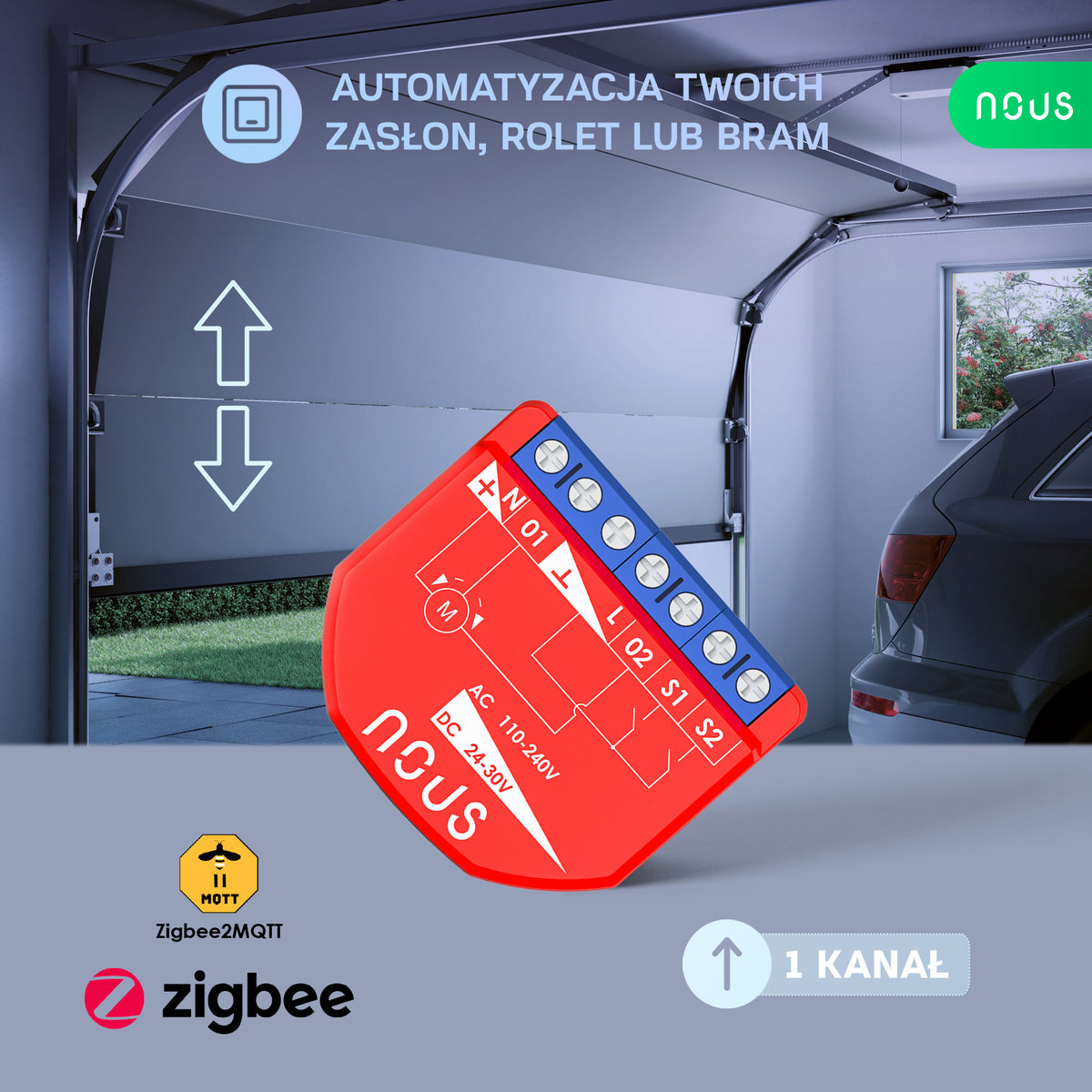 B4Z NOUS 1-kan. Inteligentny moduł sterownik rolet dopuszkowy ZigBee