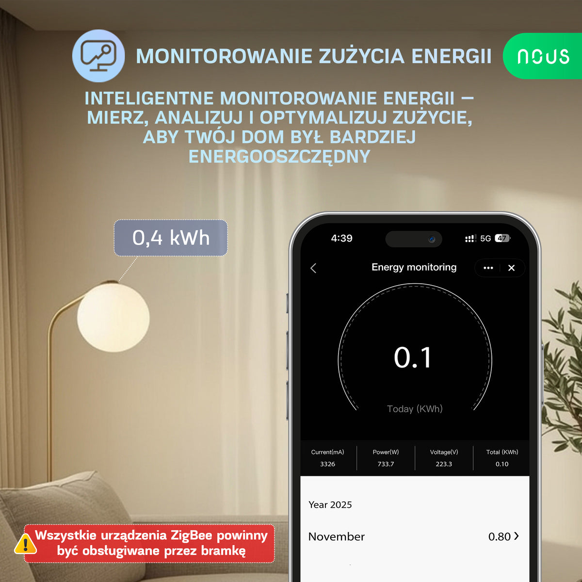 Moduł inteligentnego mini przełącznika NOUS B5Z ZigBee