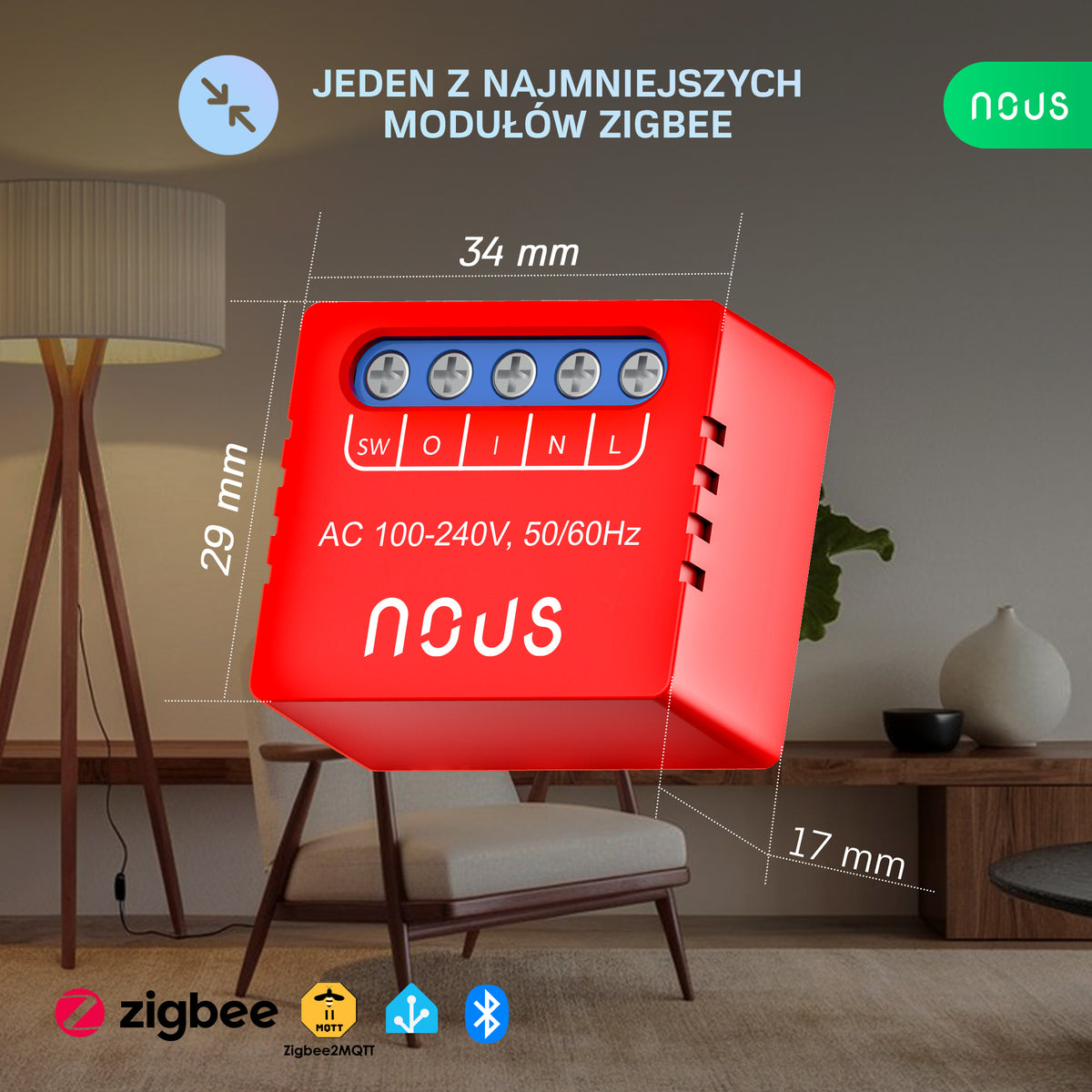 Moduł inteligentnego mini przełącznika NOUS B6Z ZigBee (zestaw z 2)