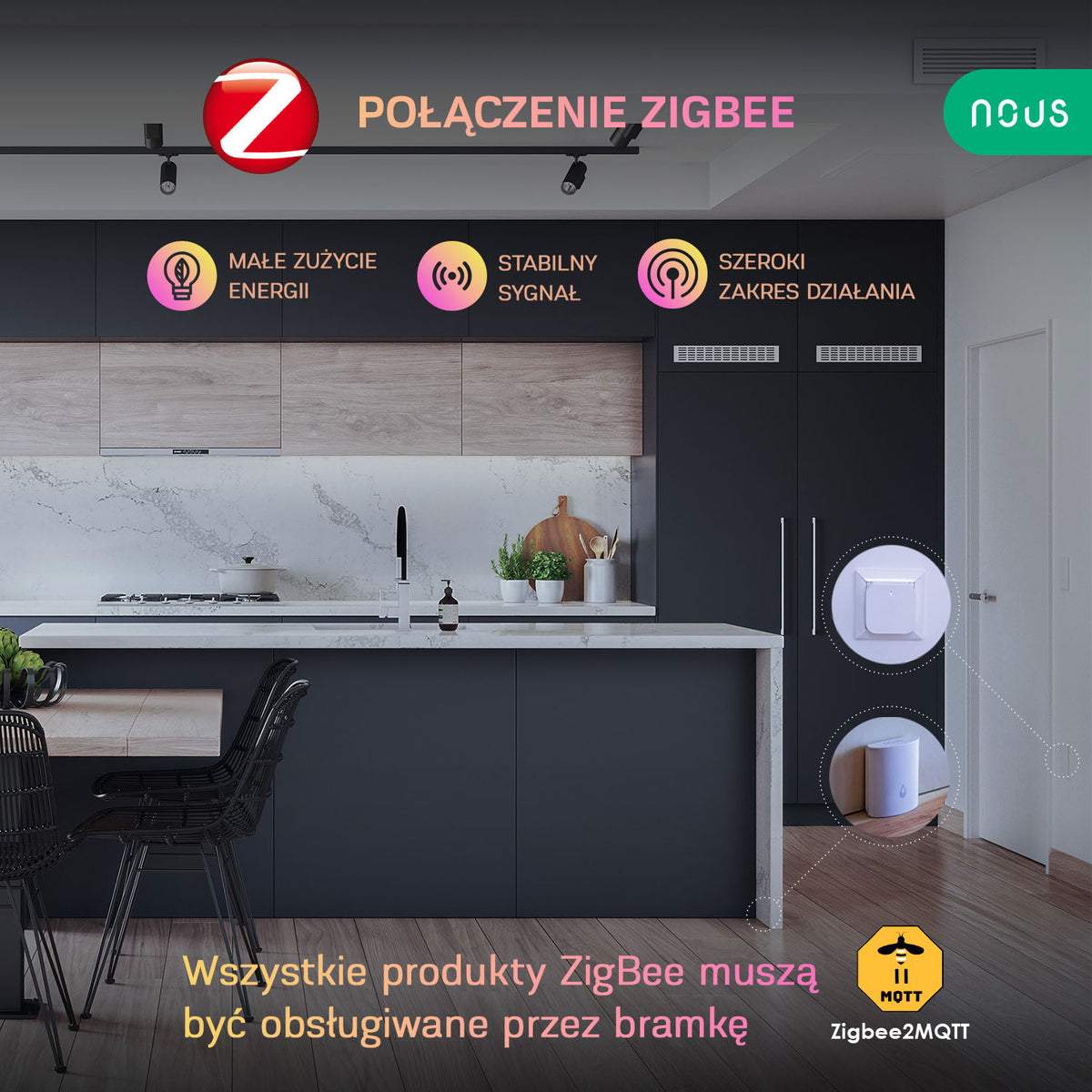 Inteligentny czujnik wycieku wody ZigBee Nous E4