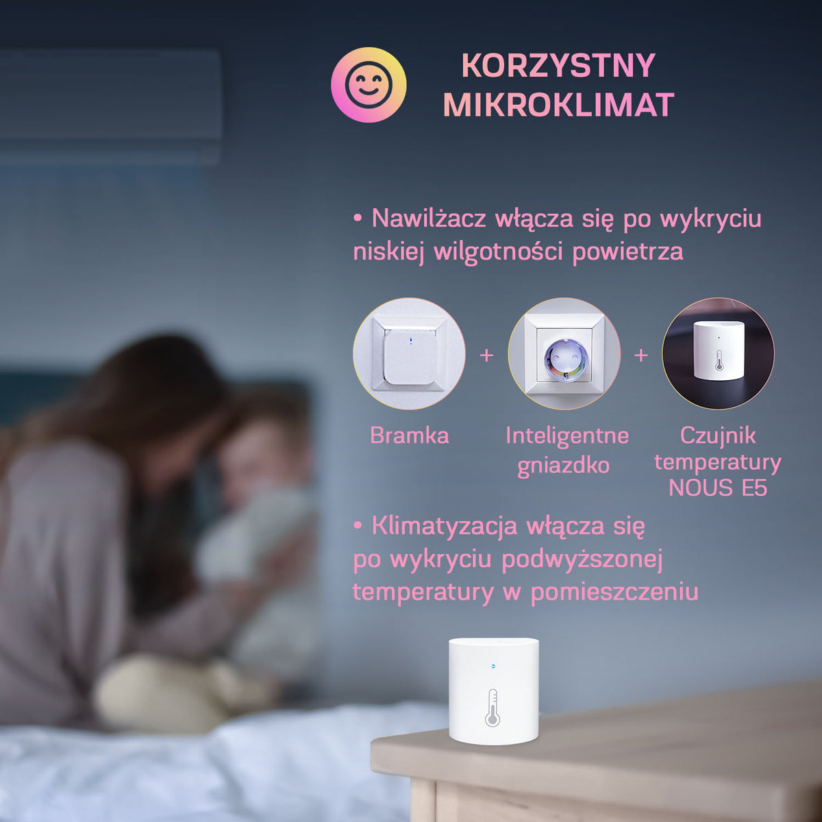 Inteligentny czujnik wilgotności i temperatury ZigBee Nous E5