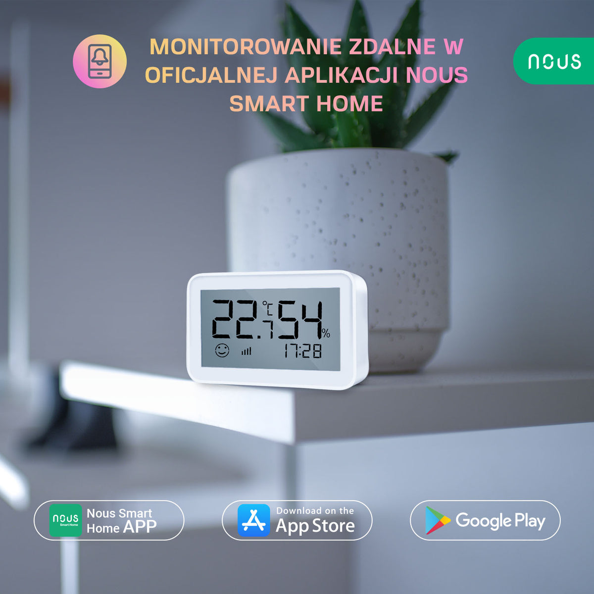 Inteligentny czujnik wilgotności i temperatury LCD ZigBee Nous E6