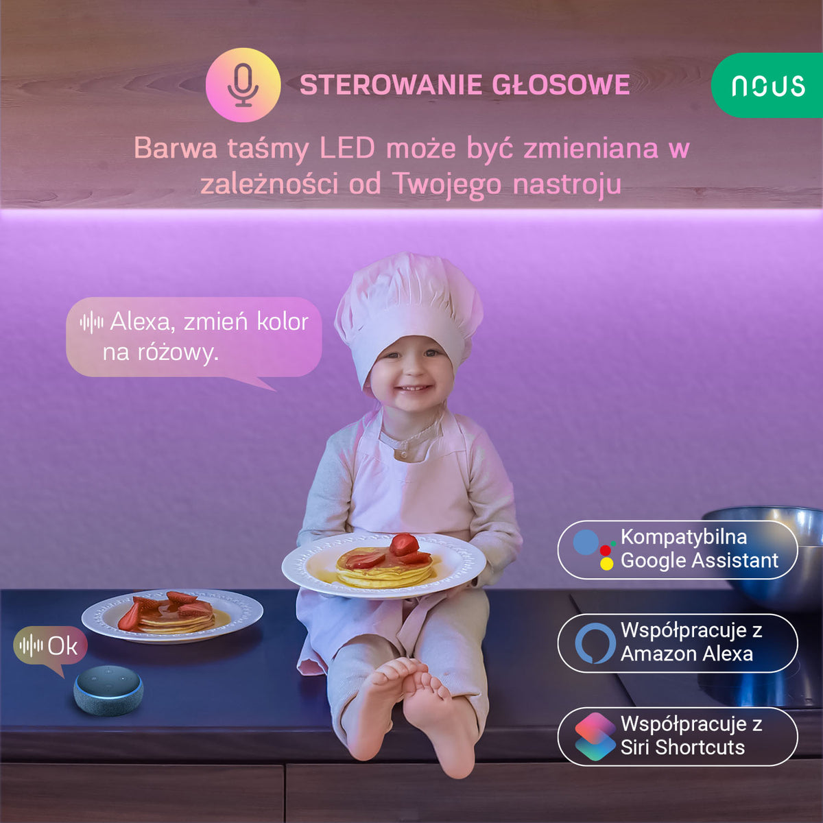 TAŚMA LED NOUS F1 WIFI SMD5050 5M RGB KOLOROWA+PILOT TUYA