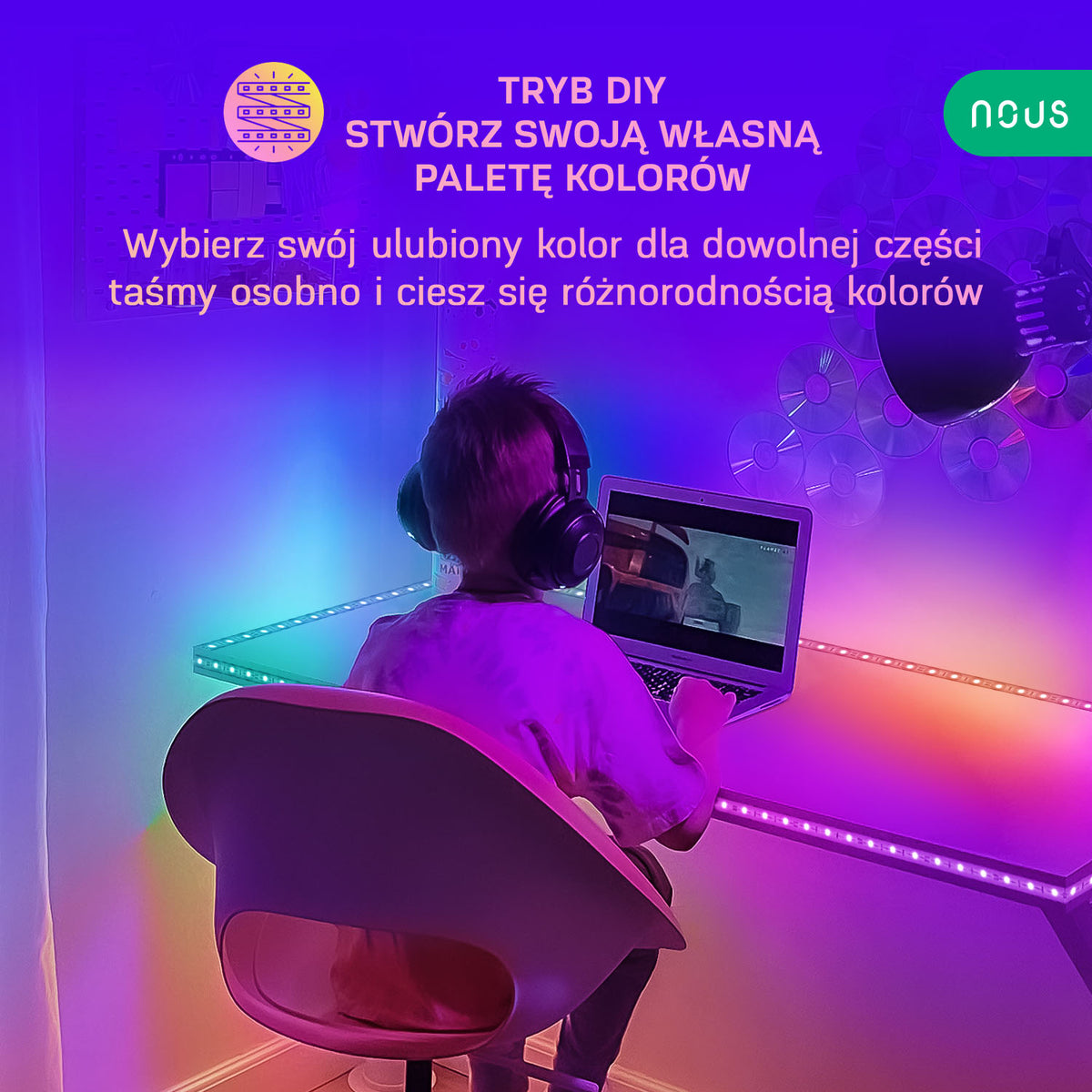 Taśma inteligentna LED RGB+IC WiFi 10m Nous F5