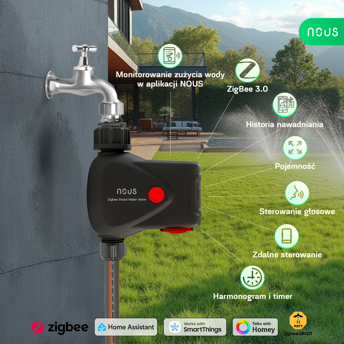 Inteligentny Zawór Wody ZigBee NOUS L14