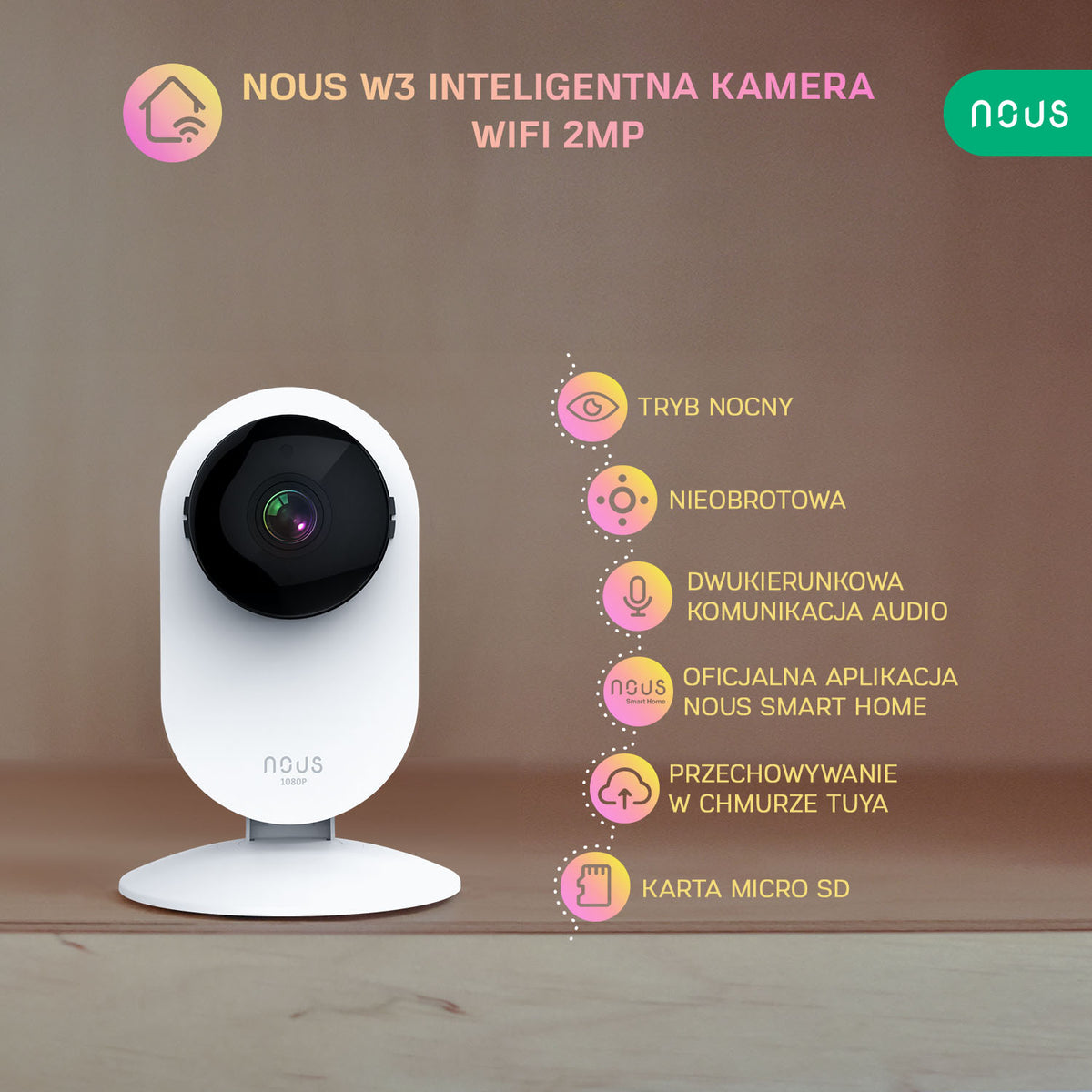 NOUS W3-USED Inteligentna kamera WiFi 2MP 5905072800778