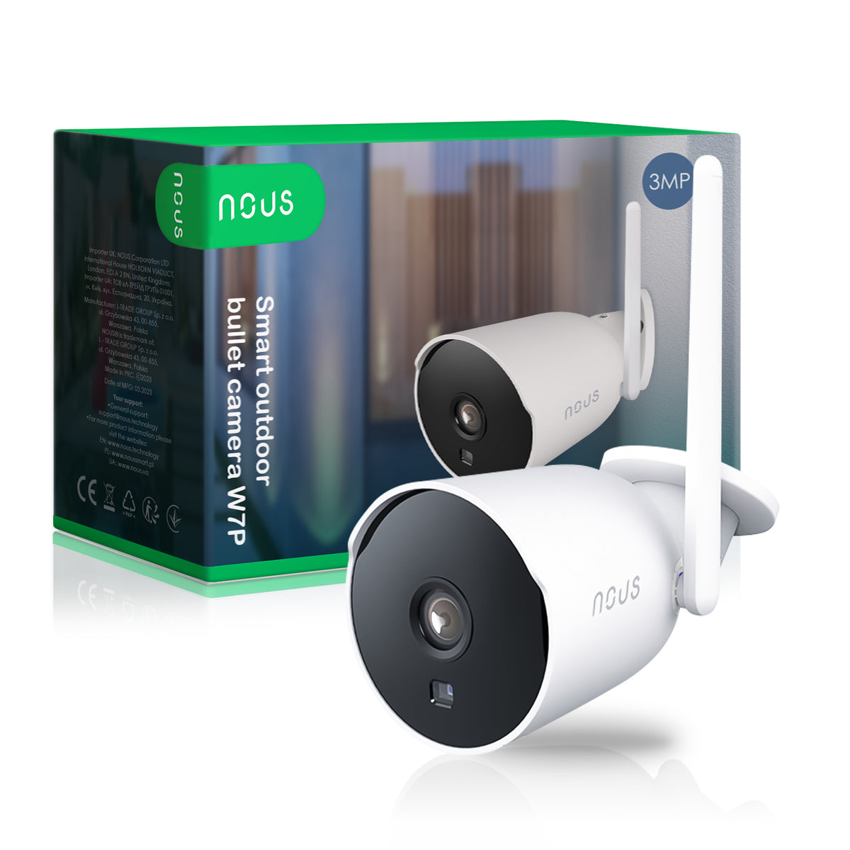 Inteligentna IP Kamera Zewnętrzna typu Bullet WiFi 3MP NOUS W7P